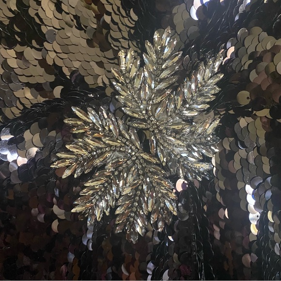 Zara Black Sequin Dress with Floral Applique Detail - Great New Year’s Eve Dress - Picture 12 of 14